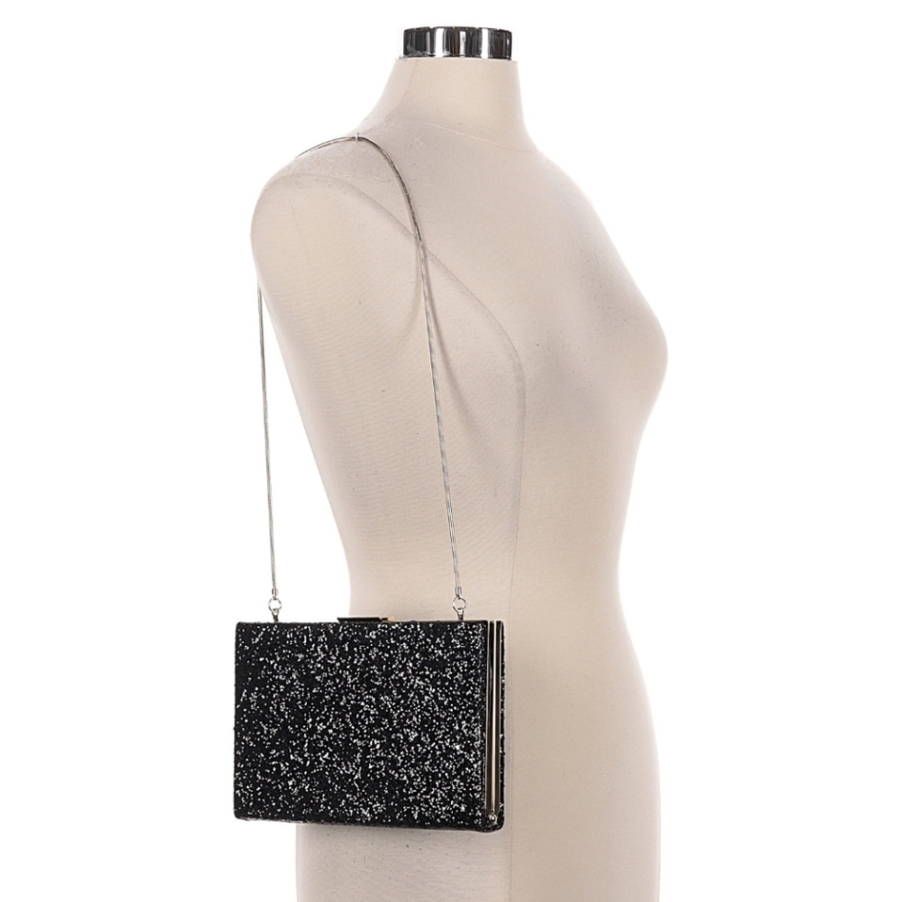 Kate Spade Black and Silver Glitter Clutch